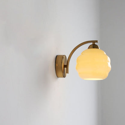 Simplicity Iron Glass Round Ball 1-Light Wall Sconce Lamp