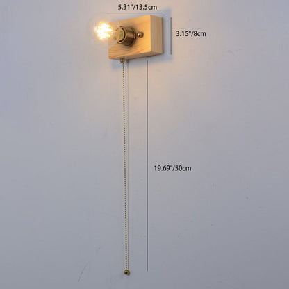 Traditional Rectangle Iron Wood 1-Light Wall Sconce Lamp