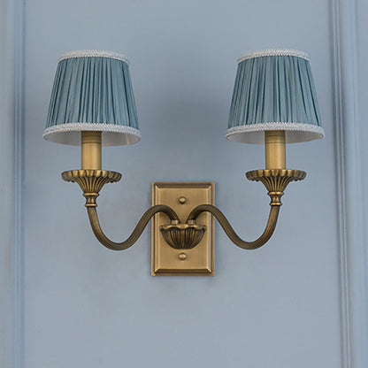 Cylinder Rod Fabric Copper 1/2 Light Wall Sconce Lamp