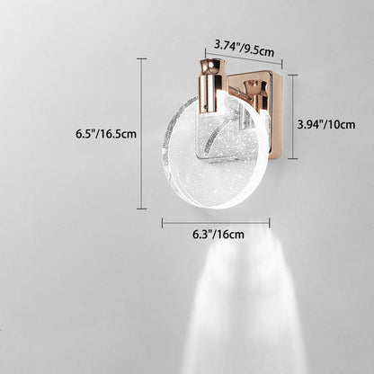 Round Square Base Aluminum Crystal LED Wall Sconce Lamp