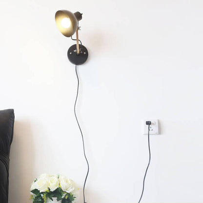 Iron Adjustable Wooden Lamp Arm 1-Light Wall Sconce Lamp