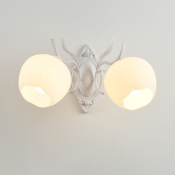 Nordic Floral Glass Round 1/2 Light Wall Sconce Lamp