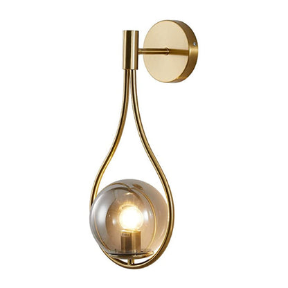 Teardrop Round Ball Iron Glass 1-Light Wall Sconce Lamp