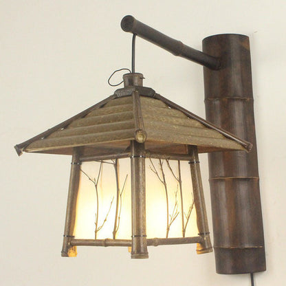 Traditional Rustic Cottage Bamboo 1-Light Wall Sconce Lamp