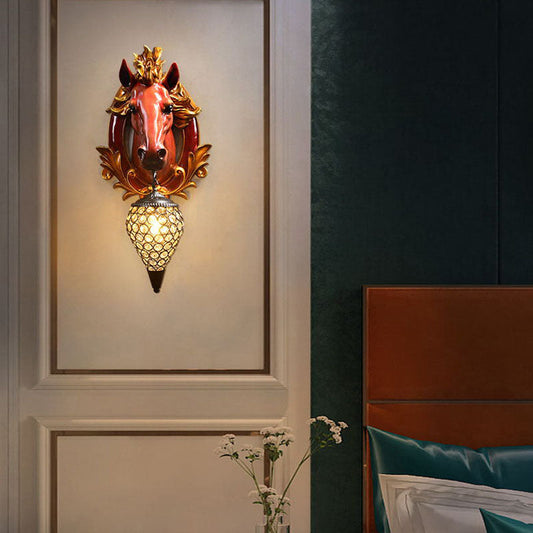 Eclectic Decor Crystal Round Shade 1-Light Wall Sconce Lamp