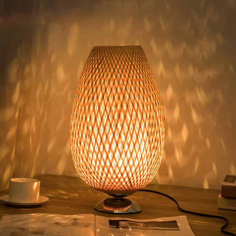 Traditional Wood Bamboo Table Lamp