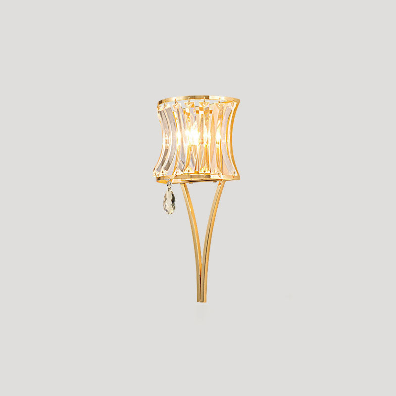 Prismatic Clear Crystal Shade Iron 1-Light Wall Sconce Lamp