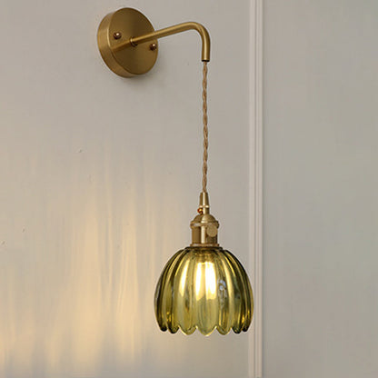 Art Deco Flower Bud Glass Shade 1-Light Wall Sconce Lamp