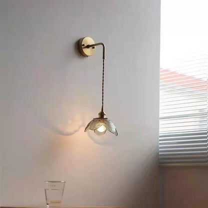 Scandinavian Copper Glass Flower 1-Light Wall Sconce Lamp
