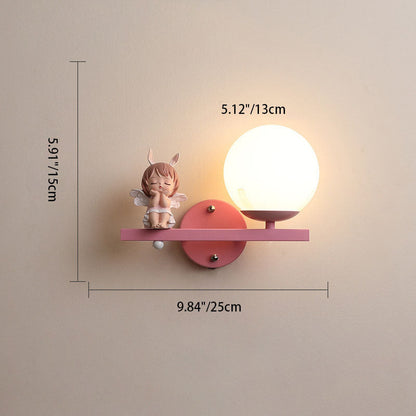 Kids Unicorn Orb Resin Iron Glass 1-Light Wall Sconce Lamp