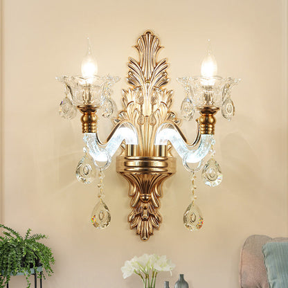 Crystal Flower Candlestick 1/2-Light Wall Sconce Lamp