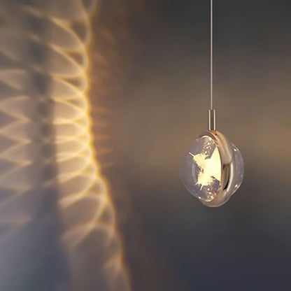 Modern Minimalist Round Ball Aluminum Crystal LED Pendant Light For Bedroom