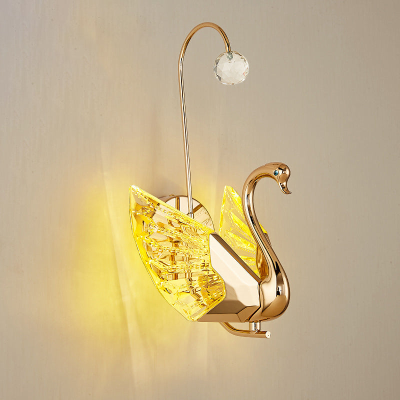 Luxury Crystal Aluminum Acrylic Swan LED Wall Sconce Lamp