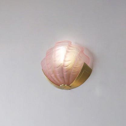 Modern Art Deco Shell Brass Glass 1-Light Wall Sconce Lamp