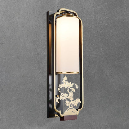 New Copper Glass Column Ring 1-Light Wall Sconce Lamp