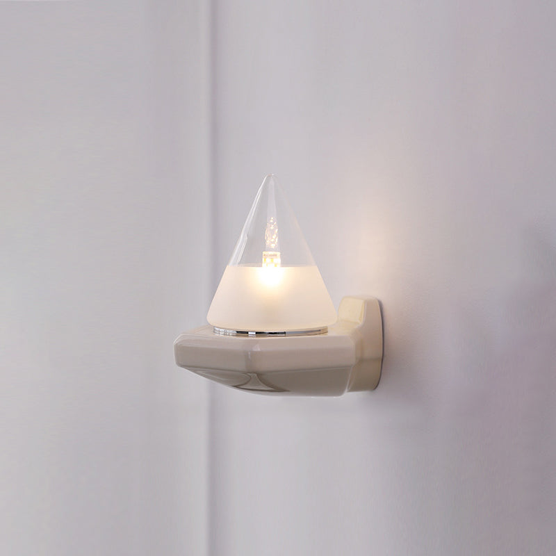 Minimalist Cone Iron Ceramic Glass 1-Light Wall Sconce Lamp