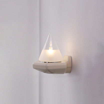 Minimalist Cone Iron Ceramic Glass 1-Light Wall Sconce Lamp