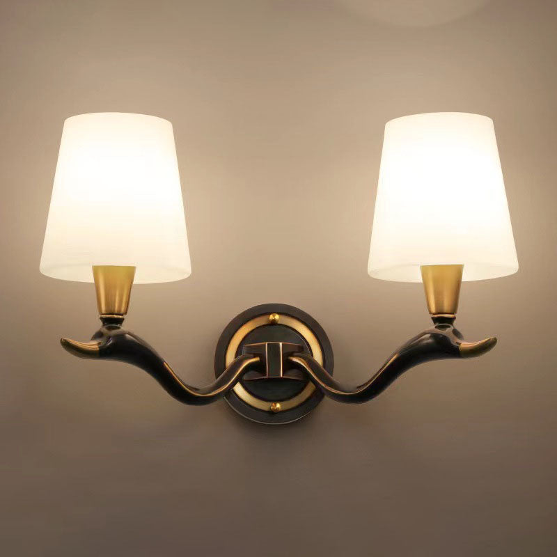 Copper Glass Swan Neck Glass 1/2 Light Wall Sconce Lamp