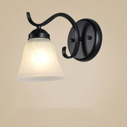 Retro Rustic Iron Glass 1-Light Wall Sconce Lamp