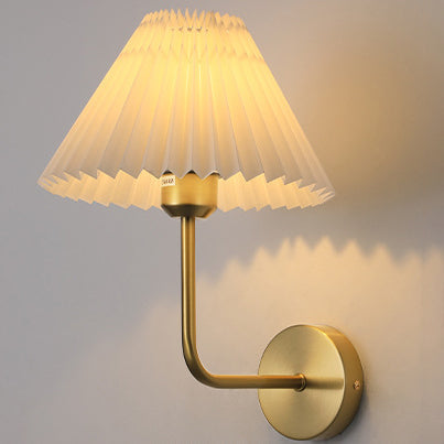 Simplicity Cone Iron Fabric 1-Light Wall Sconce Lamp