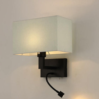 Solid Rectangular Iron Fabric 2-Light Wall Sconce Lamp