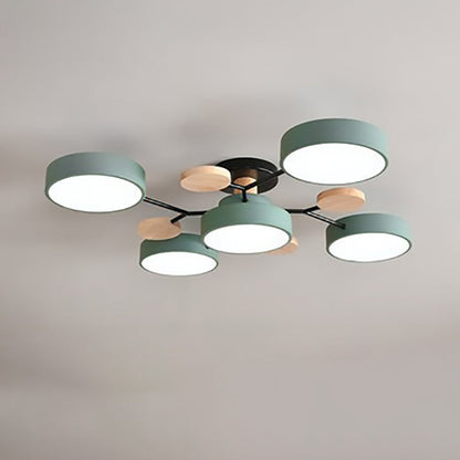 Scandinavian Round Molecule Branch Semi-Flush Light