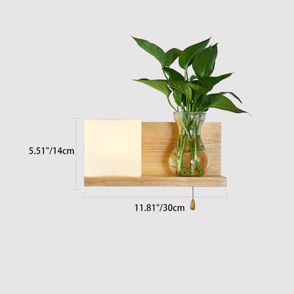 Rectangular Orb Glass Wood 1-Light Wall Sconce Lamp