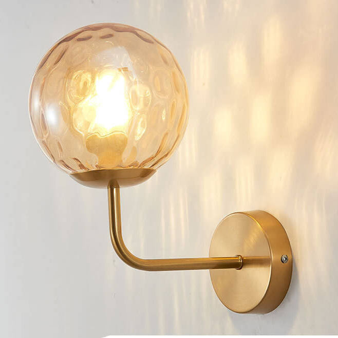 Luxury Round Ball Iron Glass 1-Light Wall Sconce Lamp