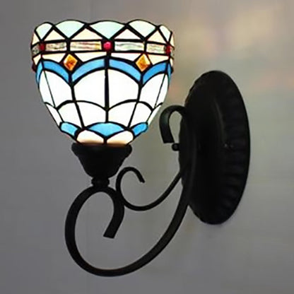 Tiffany Resin Glass Flower Shape 1-Light Wall Sconce Lamp