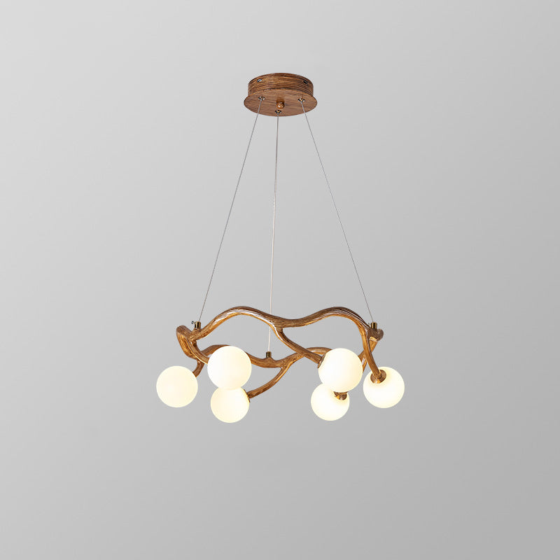 Round Tree Branch Hardware Glass 6/8/10/12 Light Chandelier