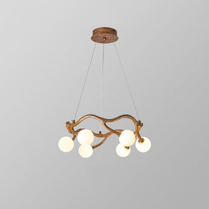 Round Tree Branch Hardware Glass 6/8/10/12 Light Chandelier