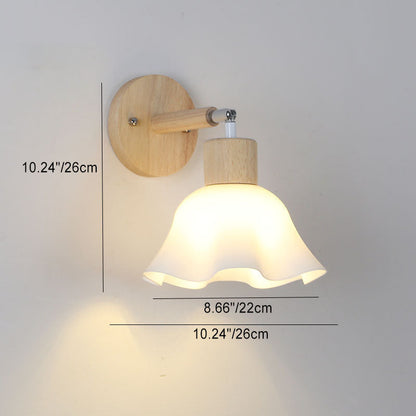 Japanese Flower Pleated 1-Light Wall Sconce Lamp