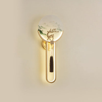 Traditional Chinese All-Copper Glass LED Wall Sconce Lamp