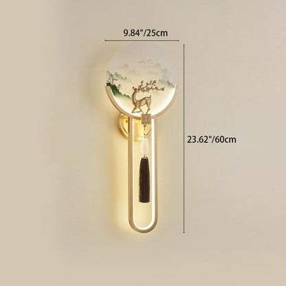 Traditional Chinese All-Copper Glass LED Wall Sconce Lamp