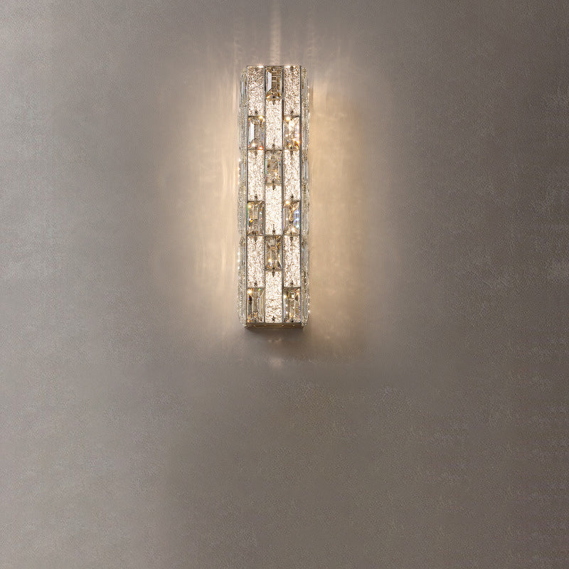 Rectangle Stainless Steel Crystal LED Wall Sconce Lamp