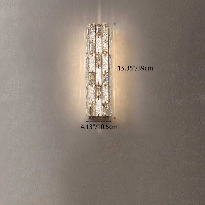Rectangle Stainless Steel Crystal LED Wall Sconce Lamp