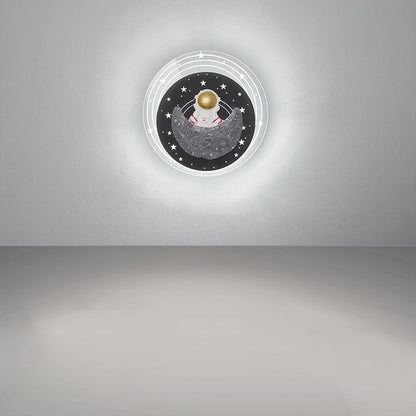 Starry Sky Moon Resin Astronaut Round LED Wall Sconce Lamp