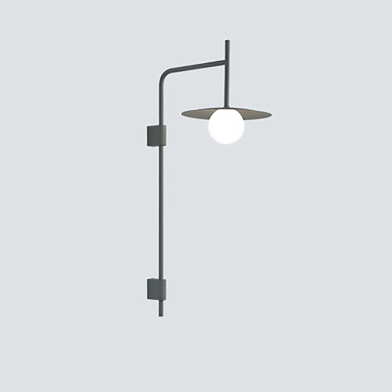Iron Glass Disc Round Plate 1-Light Wall Sconce Lamp