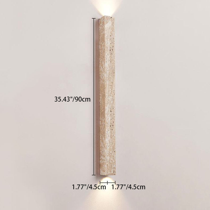 Traditional Japanese Long Strip Yellow Travertine 2-Lights For Hallway