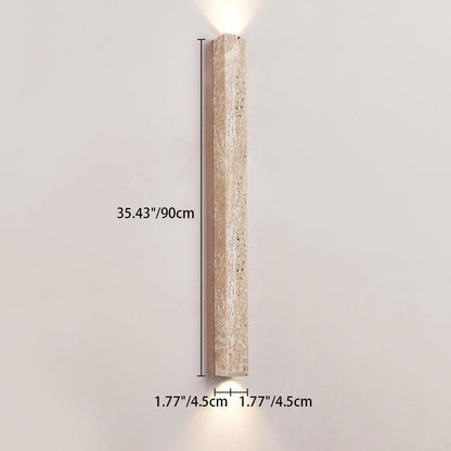 Traditional Japanese Long Strip Yellow Travertine 2-Lights For Hallway