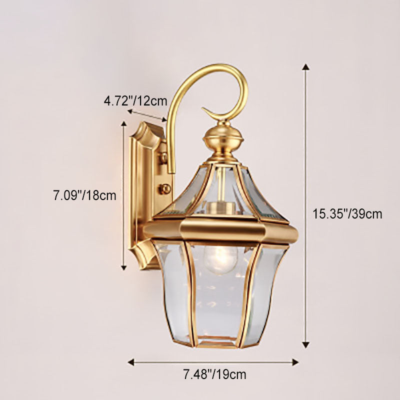 Hexagonal Glass Waterproof 1-Light Outdoor Wall Sconce Lamp