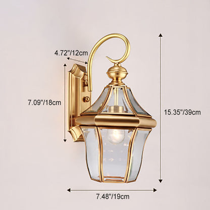 Hexagonal Glass Waterproof 1-Light Outdoor Wall Sconce Lamp