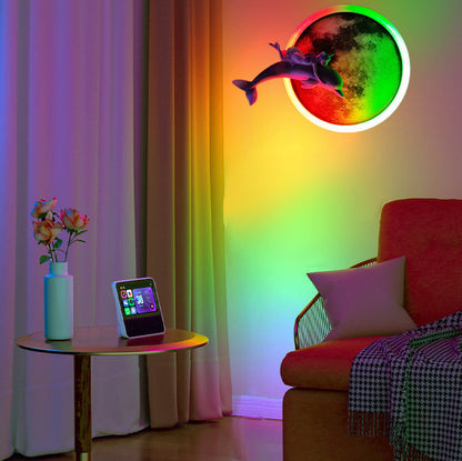Round Round Moon Dolphins Astronauts LED Wall Sconce Lamp