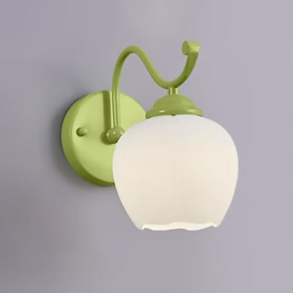 Simplicity Flower Iron Glass 1-Light Wall Sconce Lamp