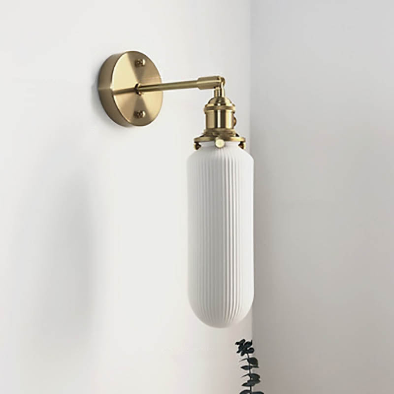 Japanese Oval Brass Lucite 1-Light Wall Sconce Lamp