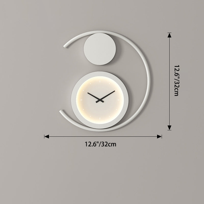 Round Clock Heart Iron Acrylic LED Wall Sconce Lamp