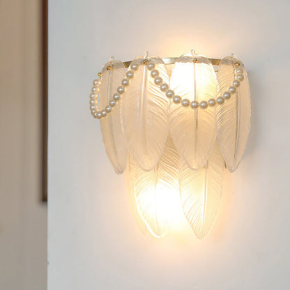 Gold Pearl Water Grain Glass Sheet 2-Light Wall Sconce Lamp