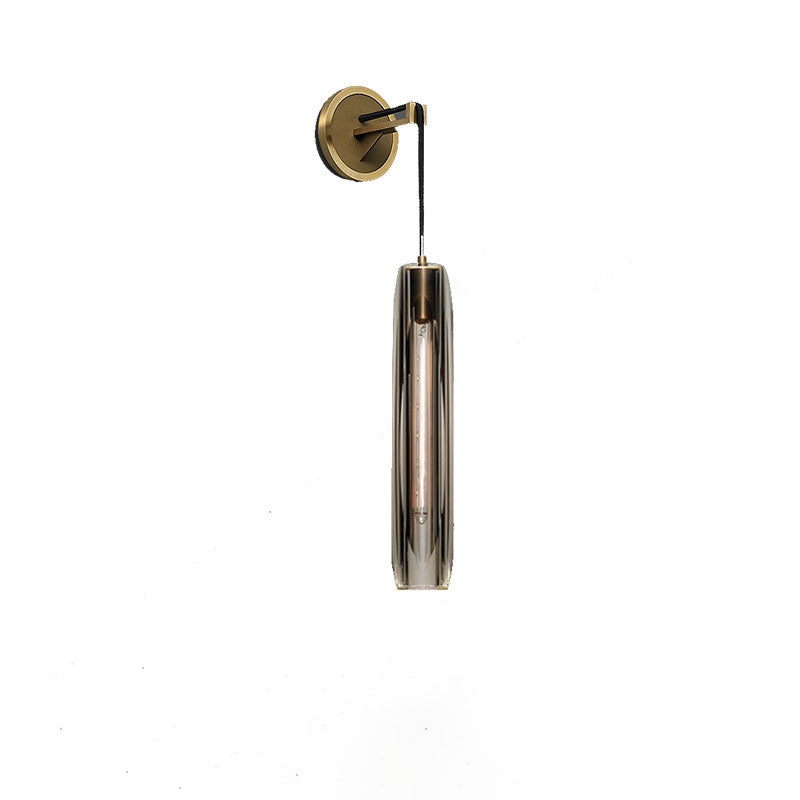 Cylinder Full Copper Crystal 1-Light Wall Sconce Lamp