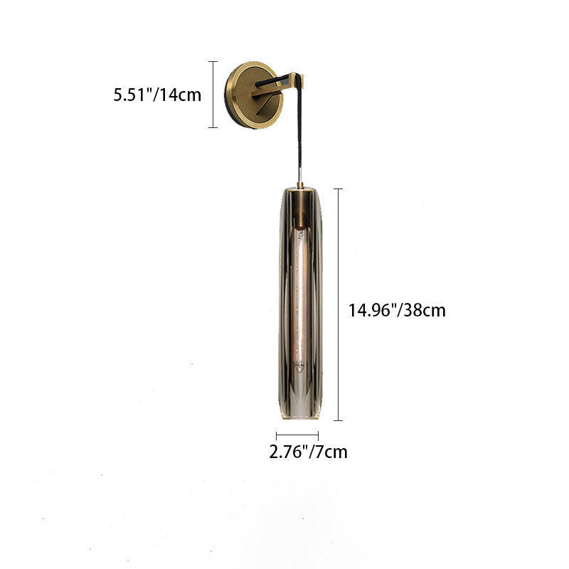 Cylinder Full Copper Crystal 1-Light Wall Sconce Lamp
