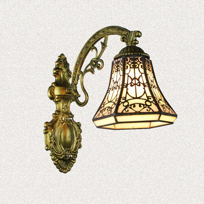 Tiffany Cup Iron Stained Glass 1-Light Wall Sconce Lamp